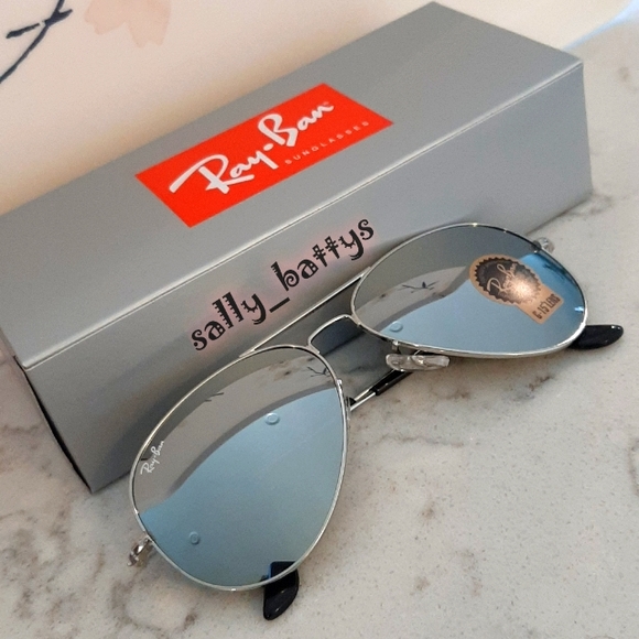 Ray-Ban (Store Display) Aviator Reflective Silver Lenses RB3025 Mirror - Picture 6 of 14